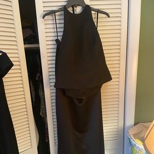 Two piece halter top silk skirt and top